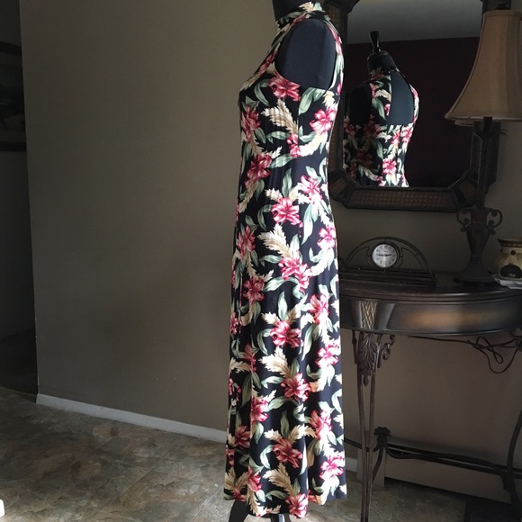 🌸HIBISCUS PRINT FLOWY MIDI DRESS RJ Stevens Sz 8 - Picture 3 of 7